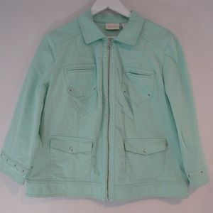 CHICOS Jacket Mint Green Size 2 Large